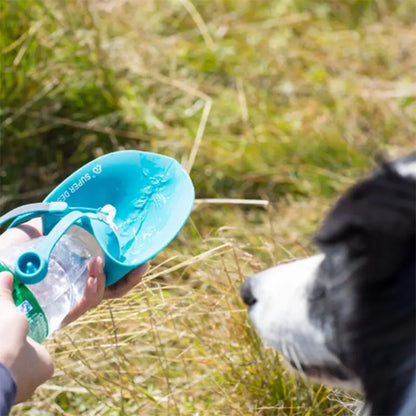 travel dog water bottle with silicone bowl