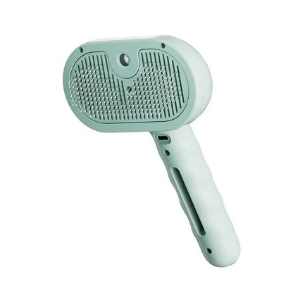 Self-cleaning anti-shed grooming brush for long-haired pets