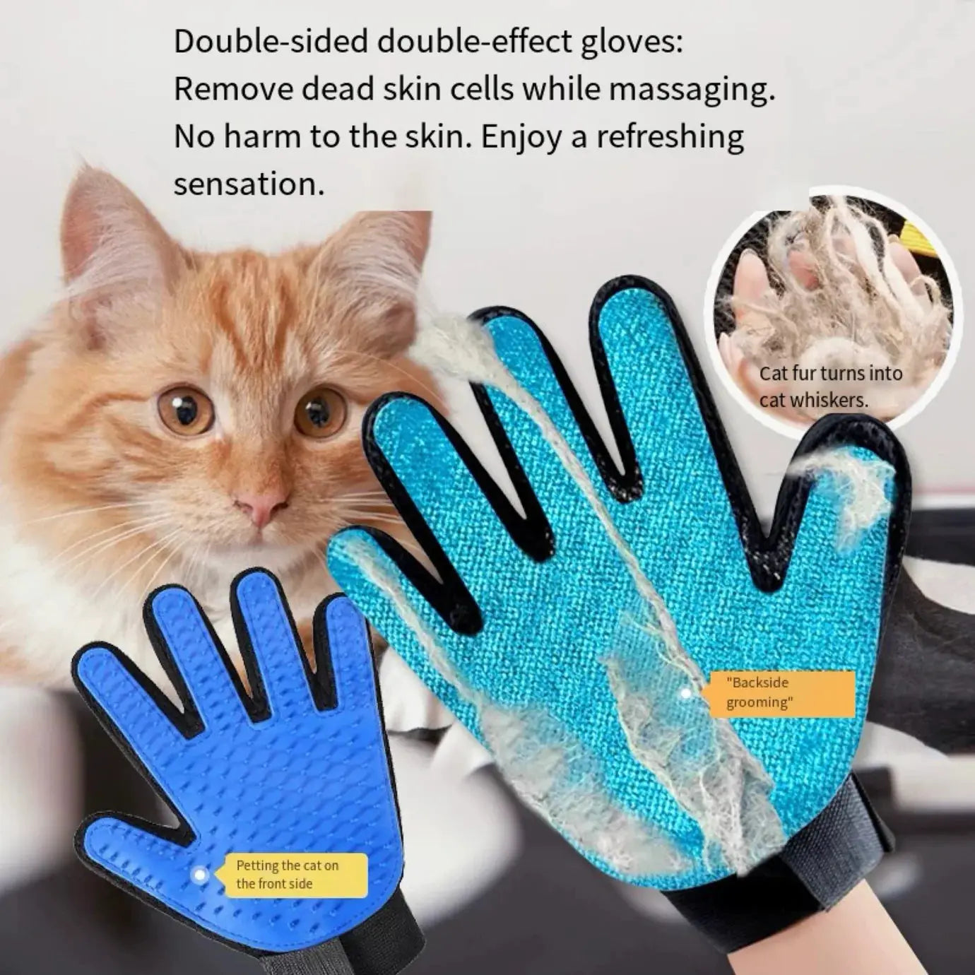 Pet grooming glove designed for reducing shedding in cats and dogs