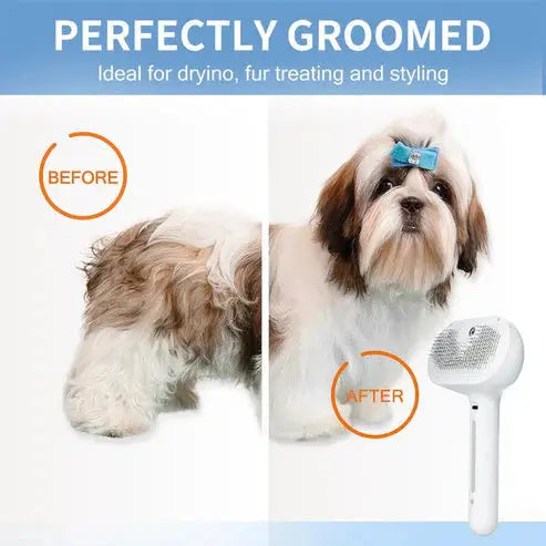 Portable pet grooming brush designed for cats and dogs