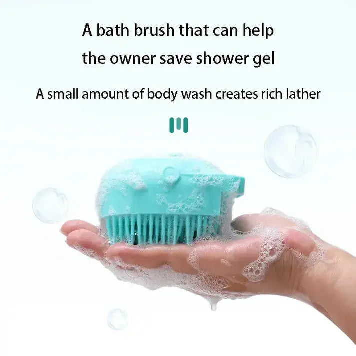 Dog enjoying a relaxing bath with BeauBath grooming brush