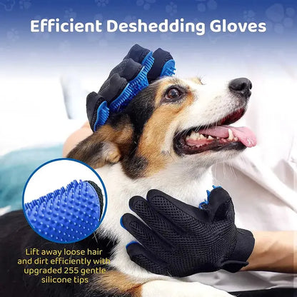 Cat being groomed with BeauGlove deshedding grooming mitt