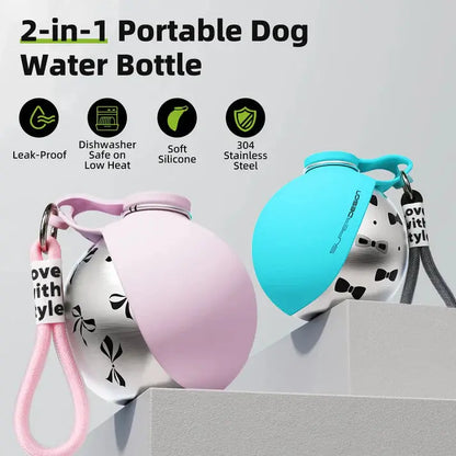 travel dog water bottle with silicone bowl