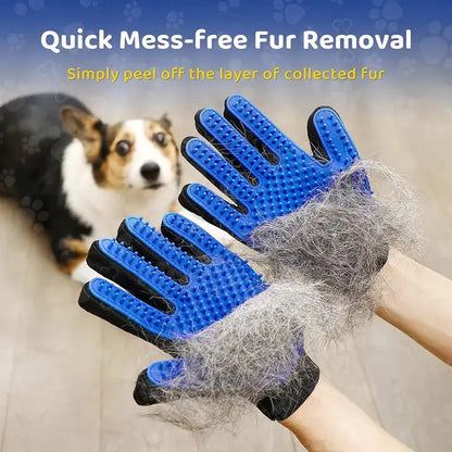 Anti-shedding grooming glove for cats and dogs