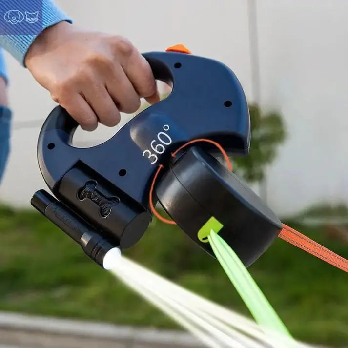 Pet owner using BeauWalk dual dog leash during outdoor walk