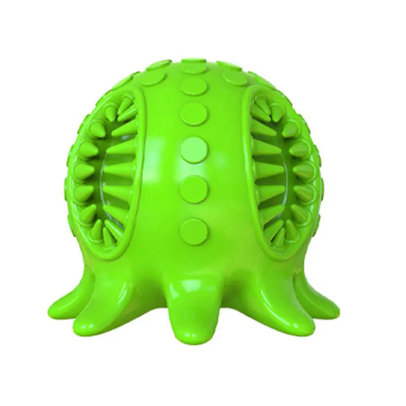 Close up of BeauOcto durable rubber chew toy designed for dog dental care and gum massage
